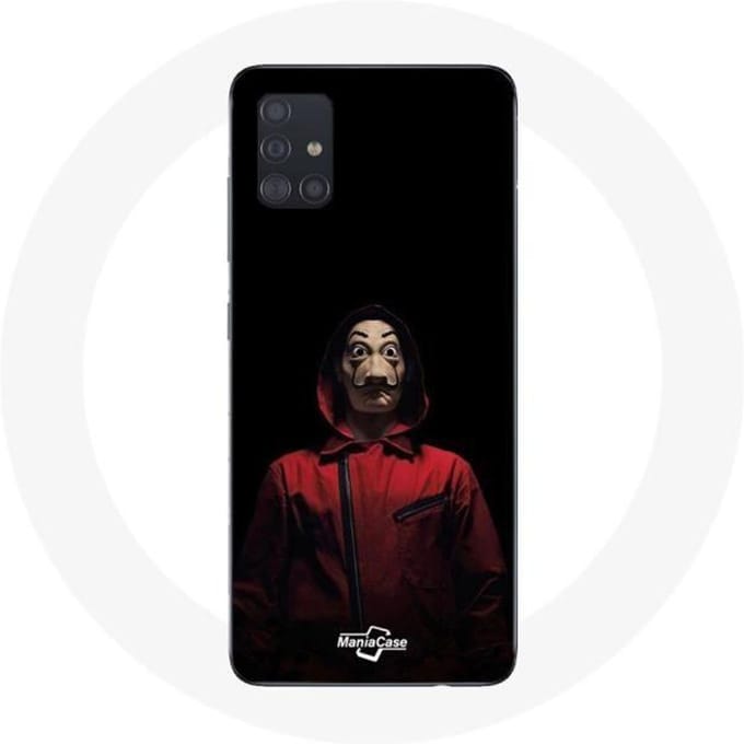Case voor Samsung galaxy A71 La casa de papel Masker Zwarte Achtergrond