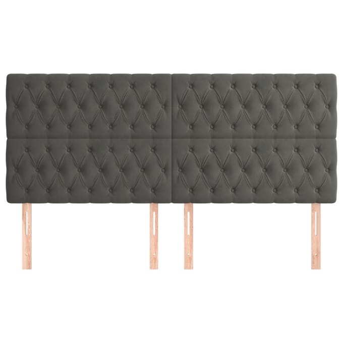 vidaXL - Hoofdbord - donkergrijs - 200x7x118/128 - cm - Fluweel
