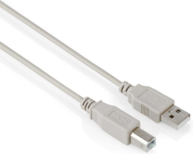 USB 2.0 kabel - USB A naar USB B - High Speed - 5 meter - Grijs - Allteq