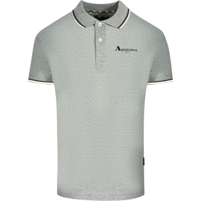 Aquascutum London getipt grijs poloshirt
