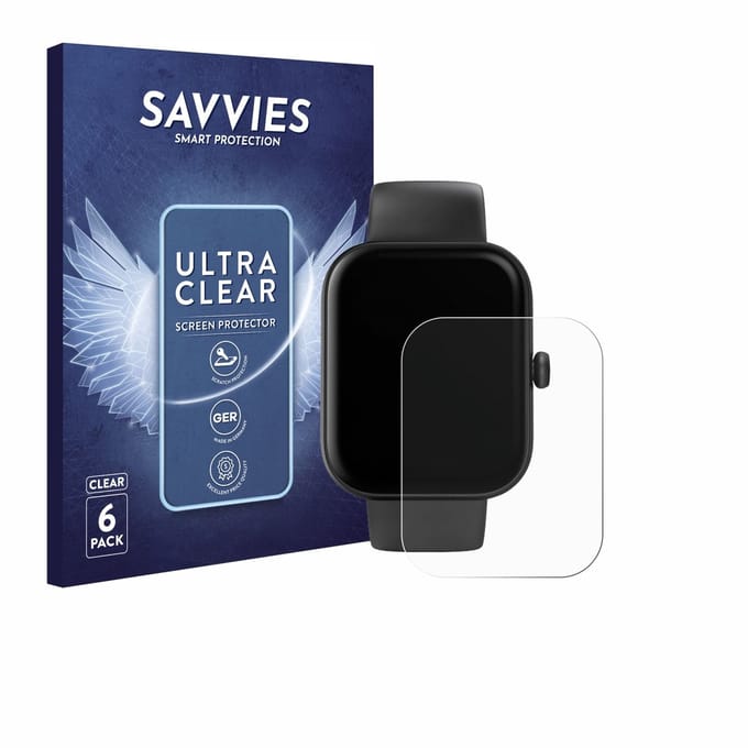 Savvies - Screenprotector voor Hama Smartwatch 5000 - Folie Beschermfolie transparant 6 Stuks