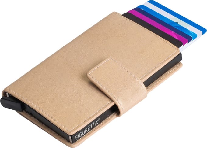 Figuretta Leren Cardprotector RFID Compact Creditcardhouder - Dames en Heren - Metallic Goud