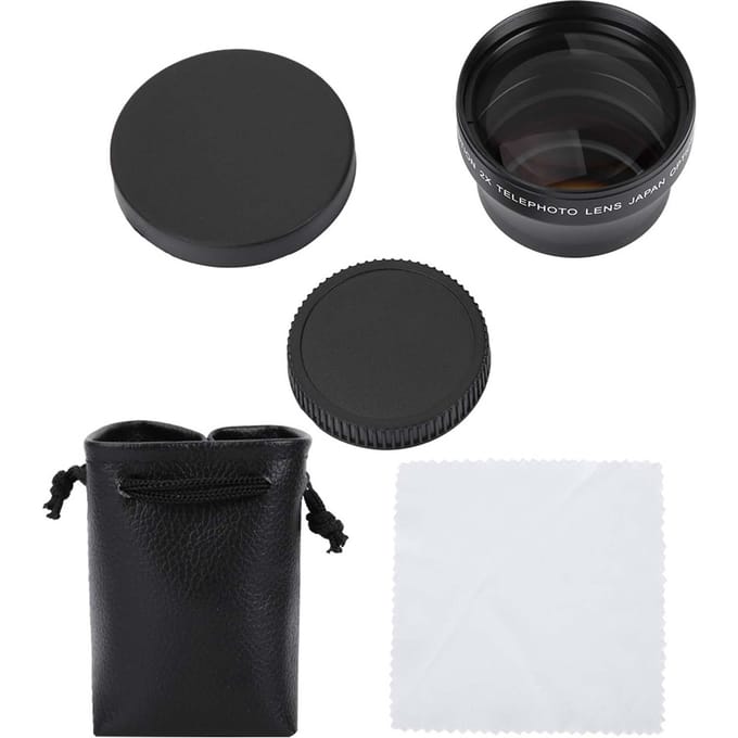 2X Vergroting High Definition Converter Telelens voor 37mm Mount Camera black