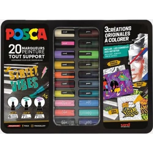 Uni Posca Uni Posca Verfmarker Koffer Street Vibes 20 stuks