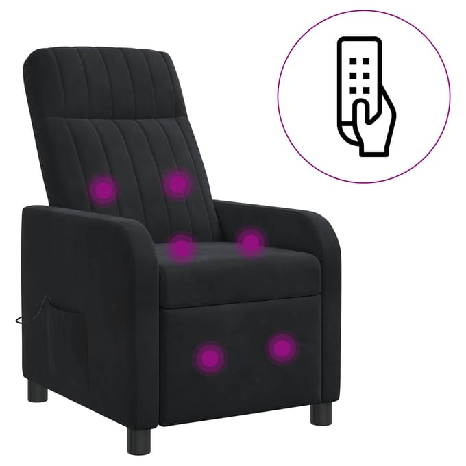 vidaXL - Massage - Relaxstoel - Zwart - fluweel
