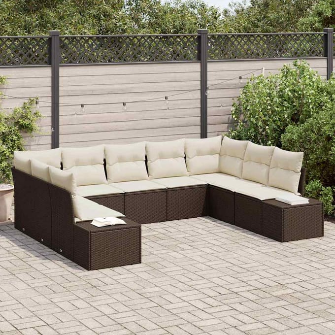 vidaXL Tuin Sofa Set 9 st Bruin poly rattan