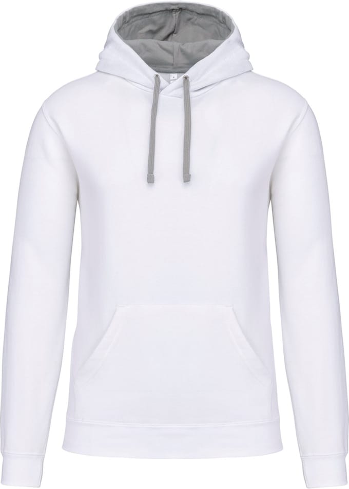 Kariban Hooded sweater met contrasterde capuchon K446 - White / Fine Grey - M
