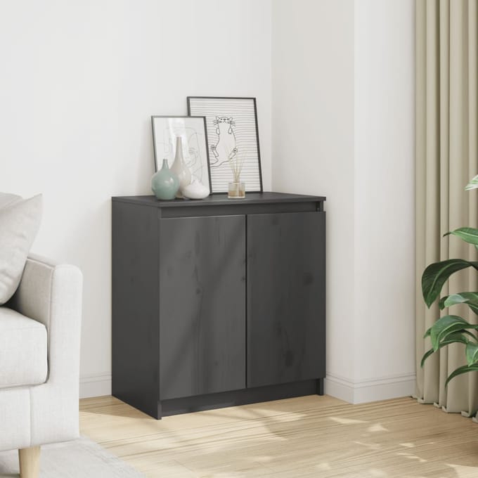 vidaXL - Bijzetkast - 60x36x65 - cm - massief - grenenhout - grijs