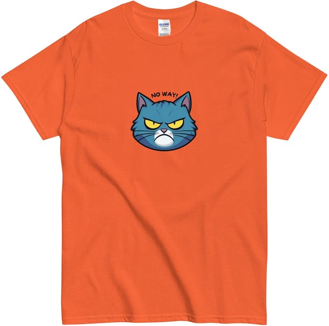 Komisch Grumpy Kat Tshirt - Dames Heren - Funny Quote: No Way! - Oranje - S