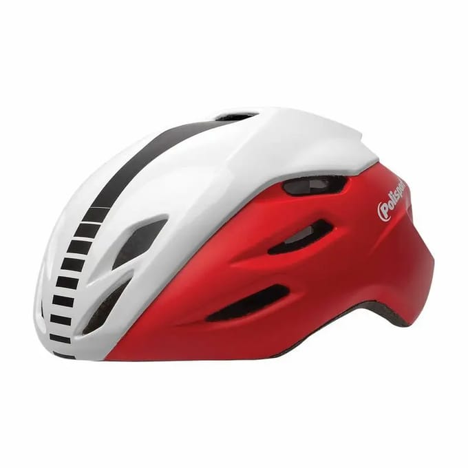Polisport helm Aero Road mat rood/glans wit/zwart L 58-61cm