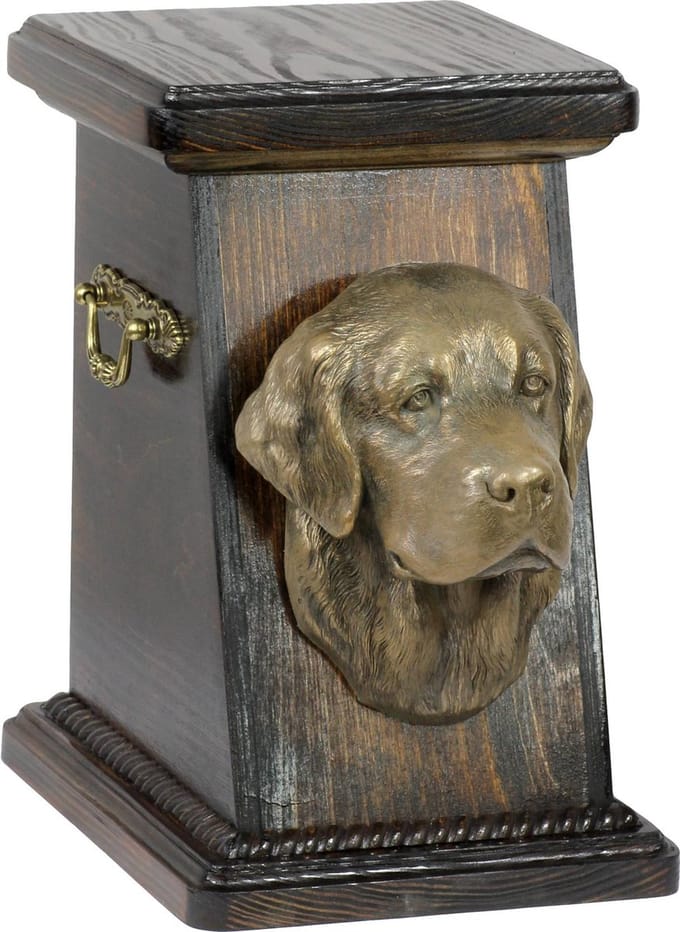 Elegante urn voor hondenas met beeld van een Golden Retriever