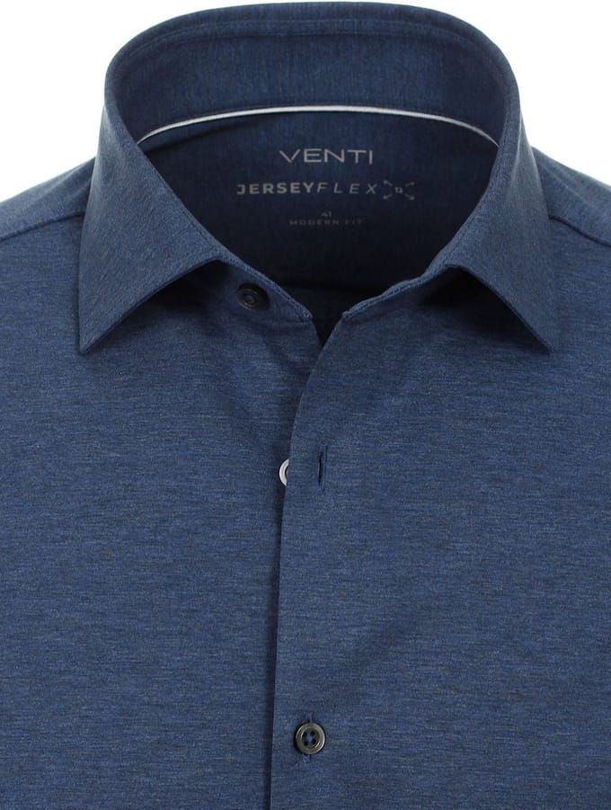 Venti Blauw Jerseyflex Overhemd Modern Fit 123963800-101 - S