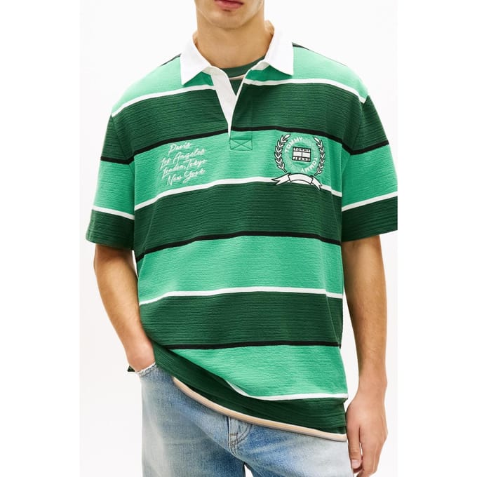 Tommy Hilfiger Tjm Relaxed Ss Stripe Polo Shadow Pine Stripe Größe: S | Poloshirts Outlet | Herren