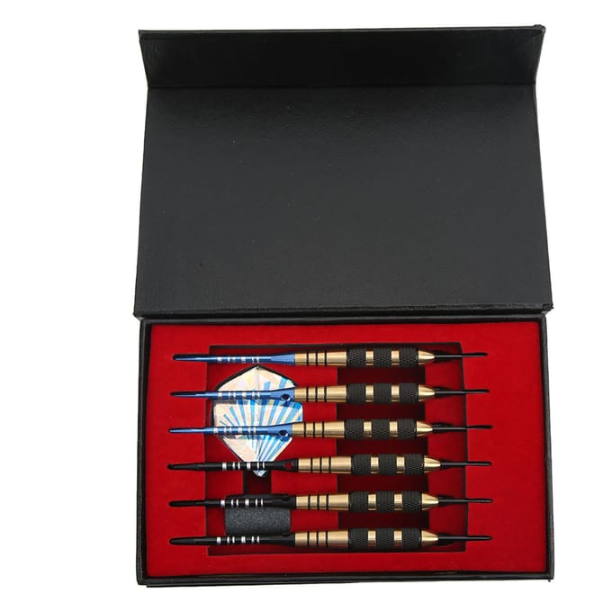 6 Stuks Darts Professionele Exquise Roestvrijstalen Punt Darts Set met Opbergdoos voor Beginners black