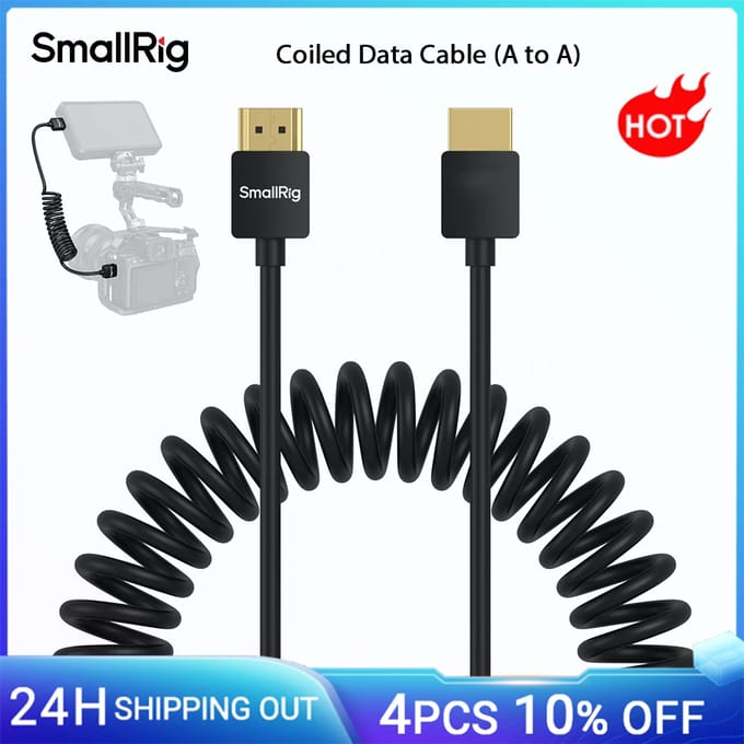 SmallRig Opgerolde Datakabel (A naar A) voor BMPCC 4K & 6K voor Panasonic S1H / GH5 / GH5S, Z CAM E2 fpr Atomos Ninja V -4963