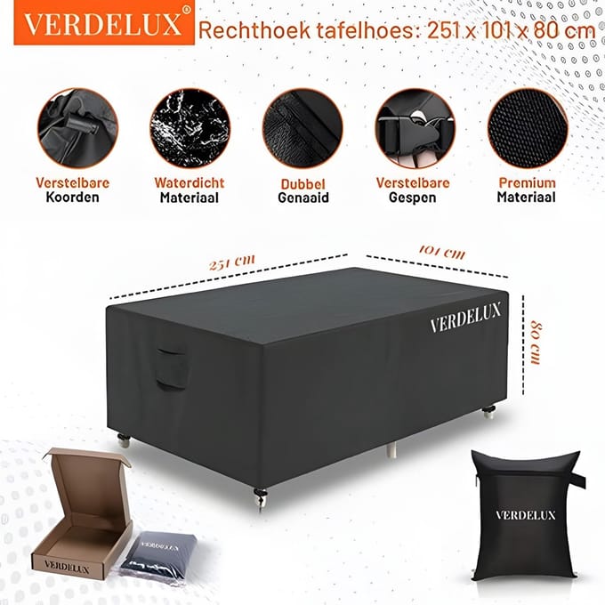 Tafelhoes 251 x 101 x 80 cm Zwart