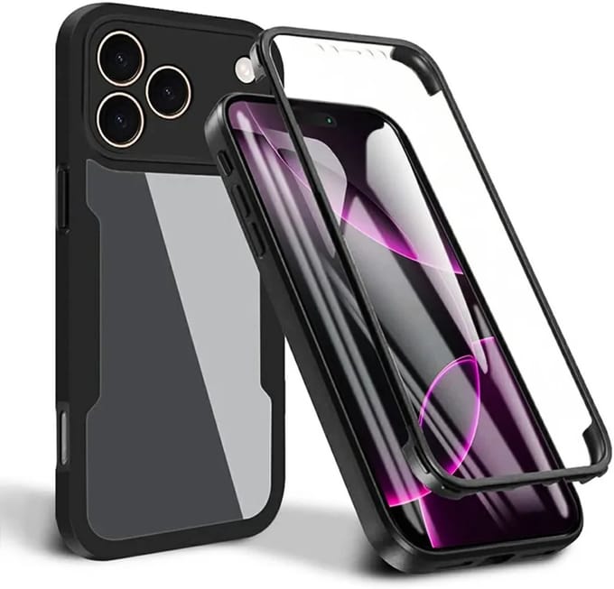 Hoesje geschikt voor Apple iPhone 17 Pro Max - Techsuit ColorVerse 360 Case met Screenprotector - Zwart
