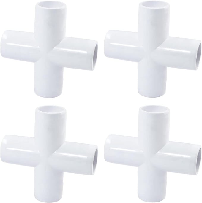 PVC 4-weg fittingen - Kruisstuk connector - Frame bouwen - Meubelkwaliteit PVC - 3/4 inch - Wit