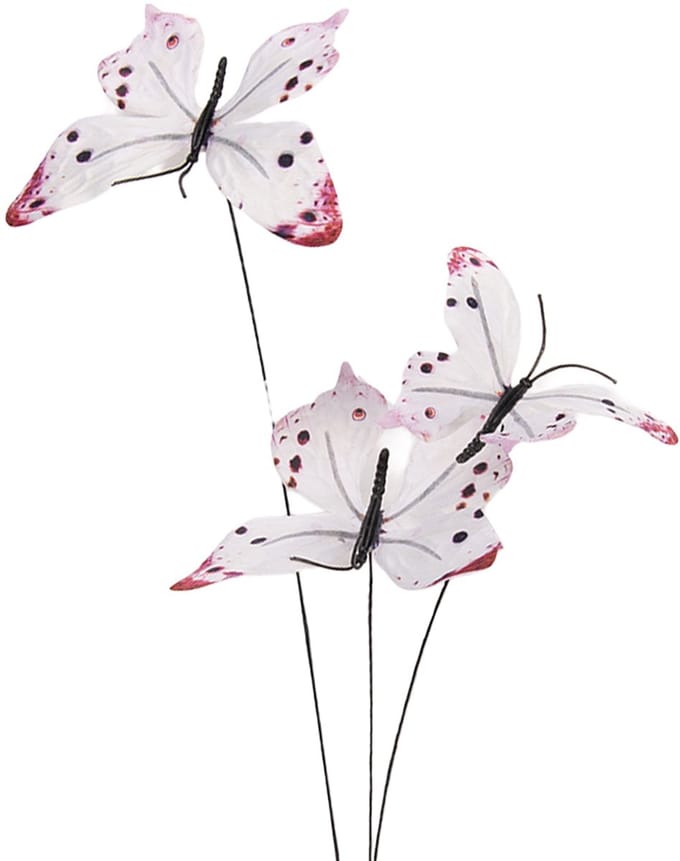 Clayre & Eef Decoratie Tak Vlinder 10x10x65 cm Wit Textiel