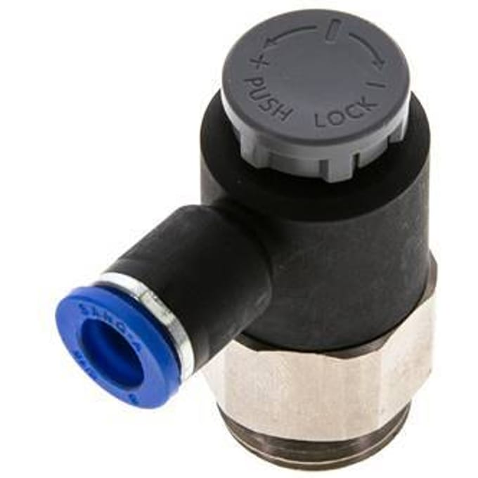 L-stuk Regelventiel 8 mm - G1/2'' Regeling-Uit Messing/Nylon Borgmoer