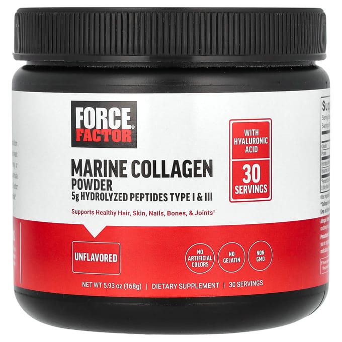 Force Factor, Poudre de Collagène Marin, Non Aromatisée, 5,93 oz (168 grammes)