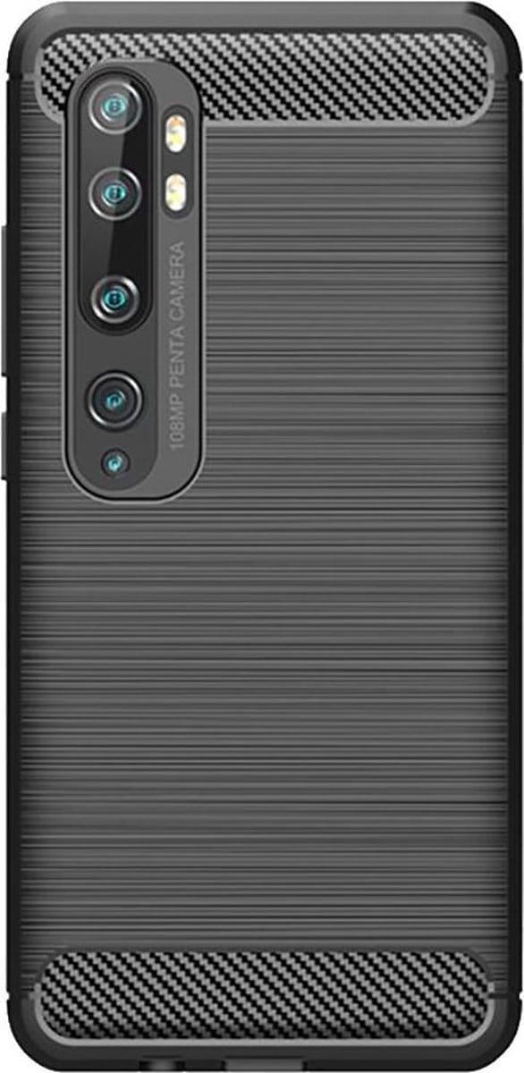 Shop4 - Xiaomi Mi Note 10 Hoesje - Zachte Back Case Brushed Carbon Zwart