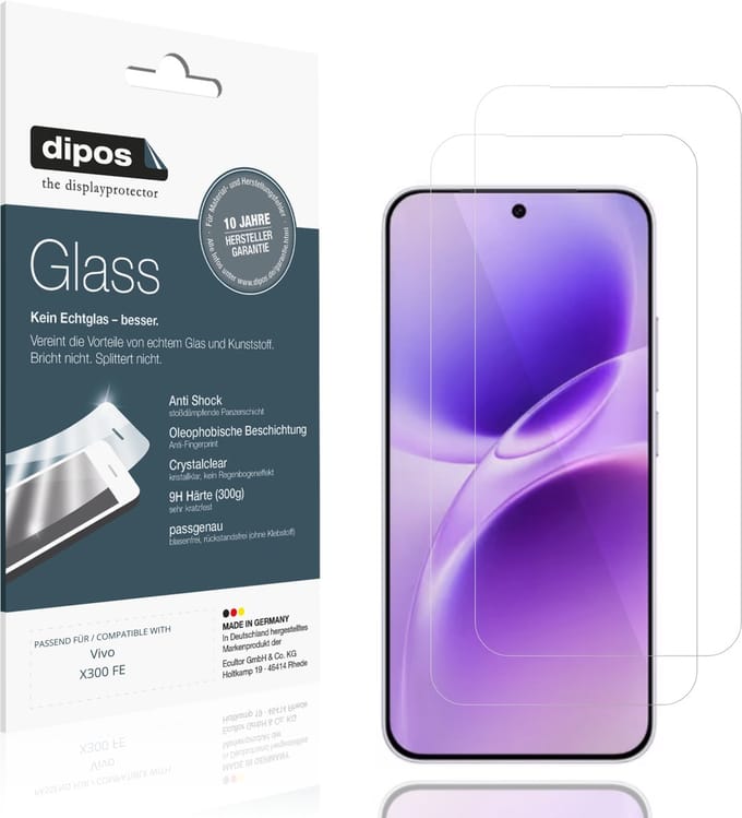 dipos – 2x Pantserfolie geschikt voor Vivo X300 FE | 9H Screenprotector