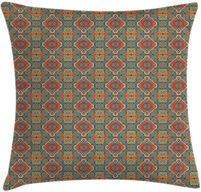 ABAKUHAUS Turkoois Kussenhoes – Decoratief Multicolor 45x45 cm – Wasbaar