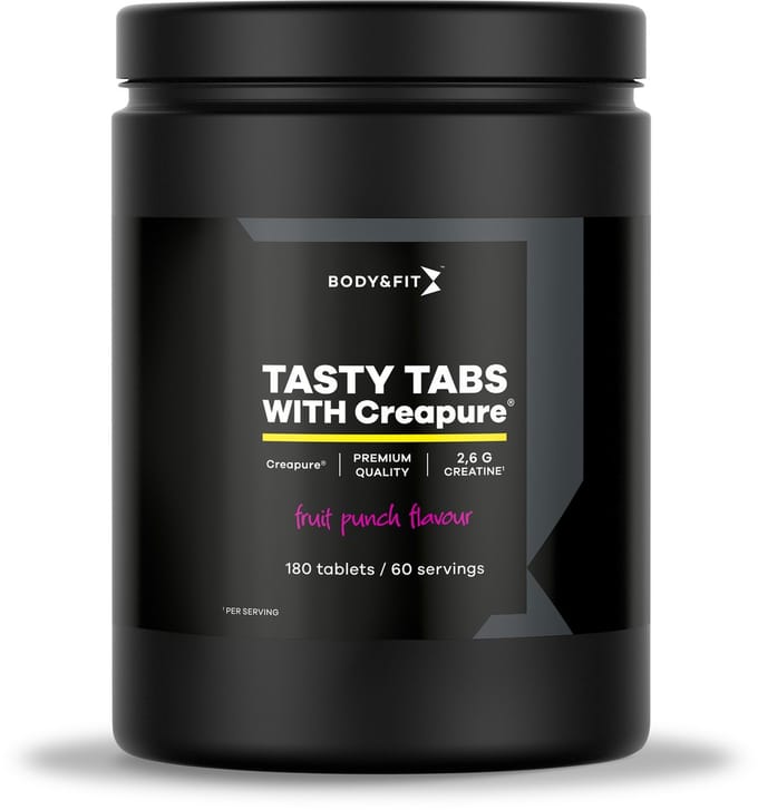 Body & Fit Creapure Tasty Tabs - Creatine Kauwtabletten - Fruit Punch - 180 tabletten (60 doseringen)