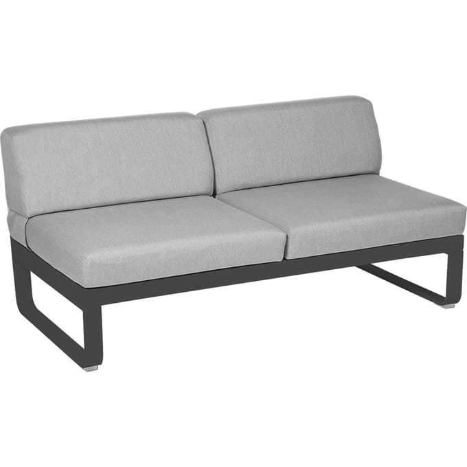 Fermob BELLEVIE 2-zits middenmodule - 47 antraciet mat - 79 Flanelgrijs