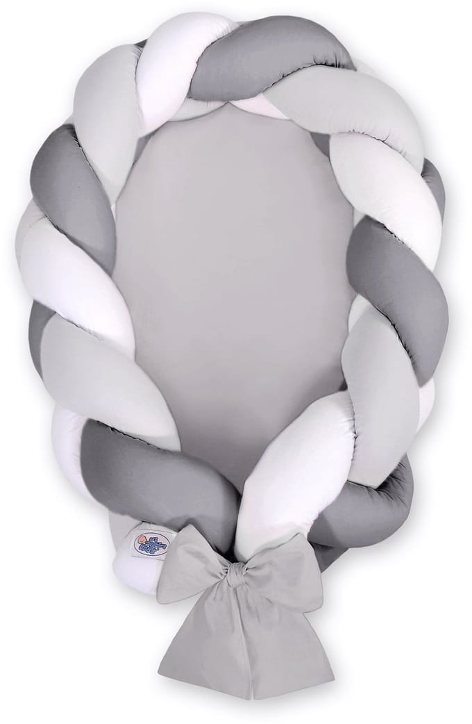 Gevlochten babynest 2 in 1 - wit-grijs- antraciet