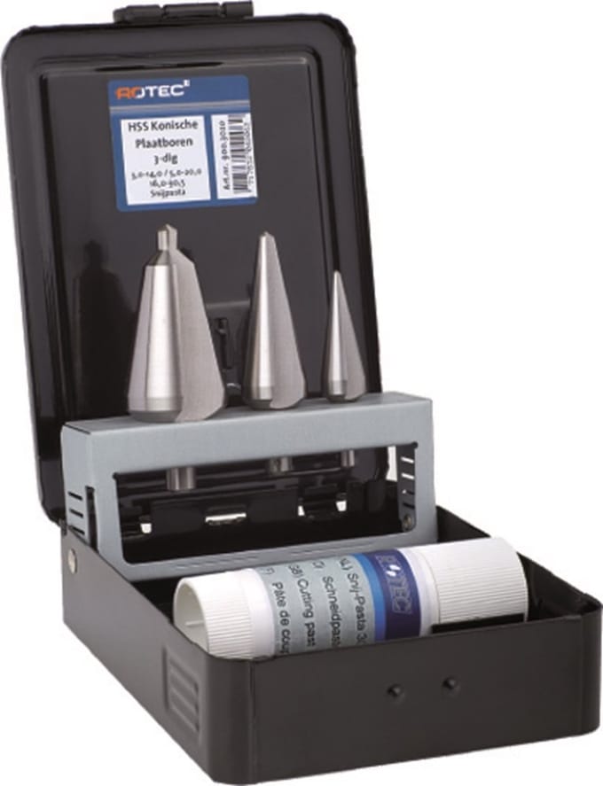 Rotec 3 dlg. Cass. Konische plaatboren Nr. 1-2-3