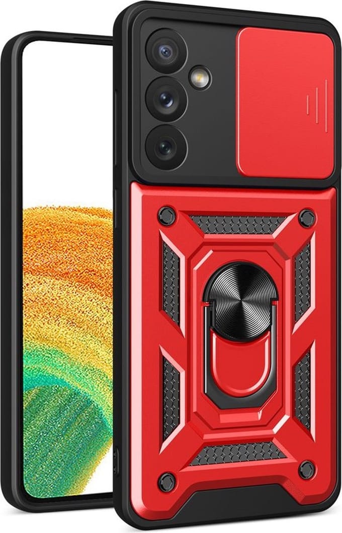 MobyDefend Hoesje - Geschikt voor Samsung Galaxy A34 - Pantsercase Met Draaibare Ring - Rood