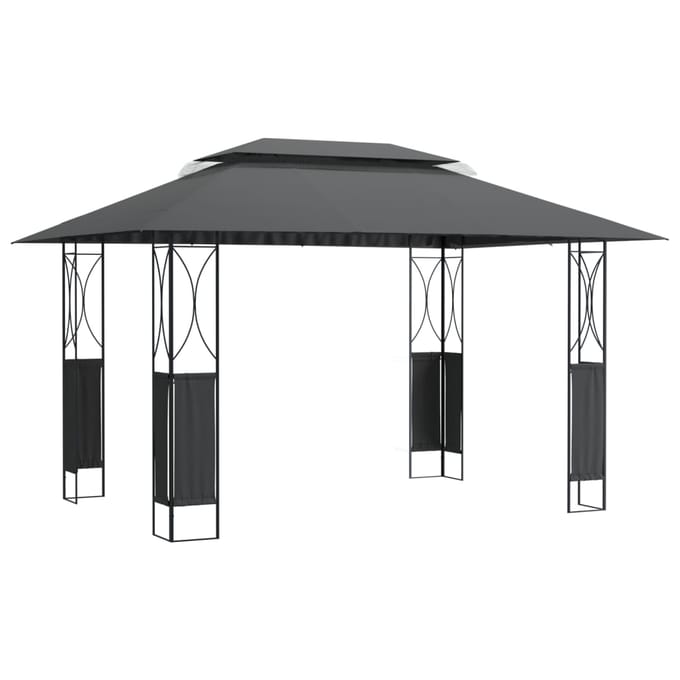 vidaXL - Prieel - met - dak - 400x300x270 - cm - staal - antracietkleurig