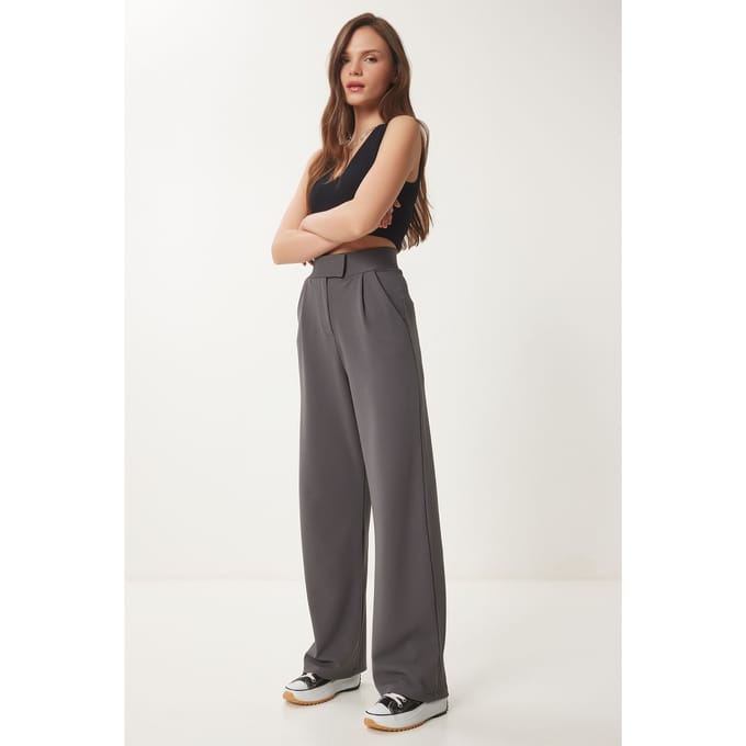Hoge Taille Geweven Palazzo Broek