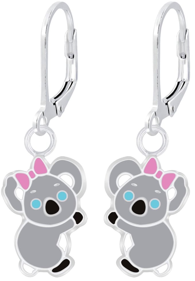 Joy|S - Zilveren Koala oorbellen - leverback sluiting