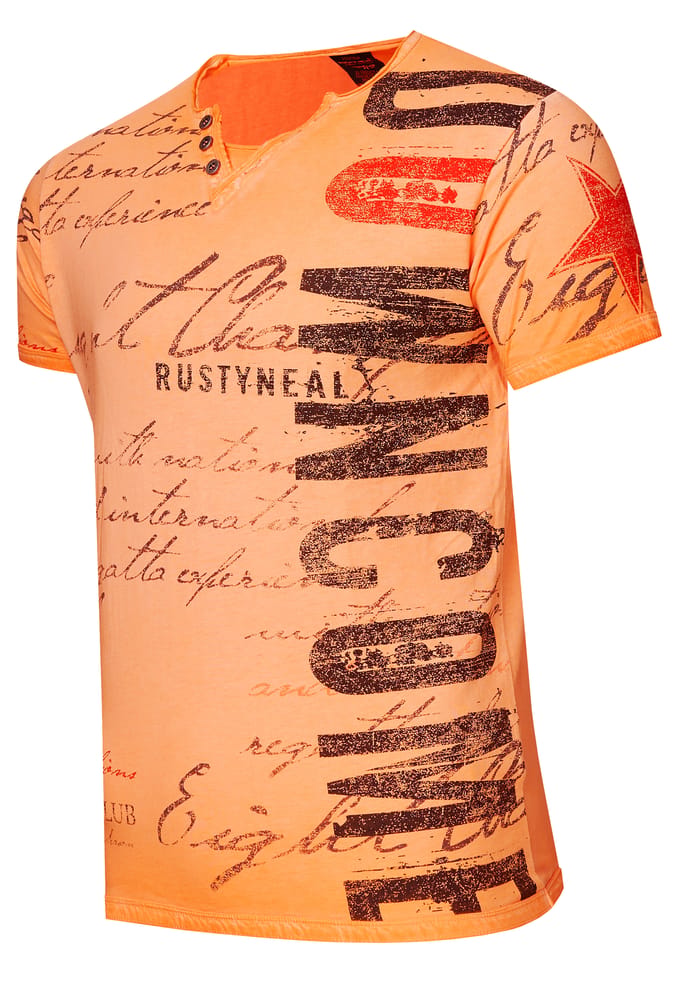 T-shirt met V-hals en logo-print aan de zijkant