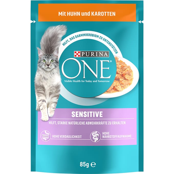 13 x 85 g Sensitive Kip & Wortels Purina ONE Kattenvoer