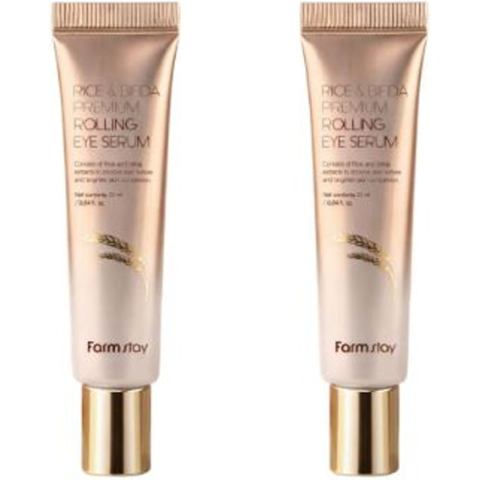 Farmstay Rijst & Bifida Premium Roll-on Oogserum Hydraterend Gladmakend 25ml x 2 STUKS beige
