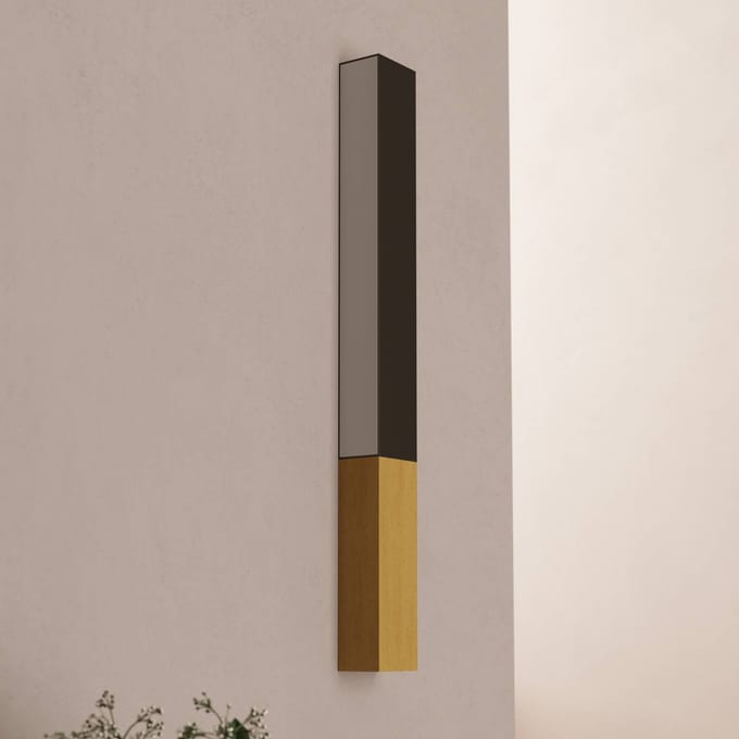 EGLO Tudons Wandlamp - LED - 56 cm - Zwart|Bruin|Wit - Hout|Staal