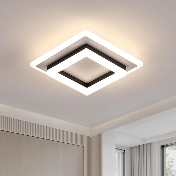 Haobosic - 24W LED Plafondlamp - Zwart Vierkant - Modern - Neutraal Licht 4500K