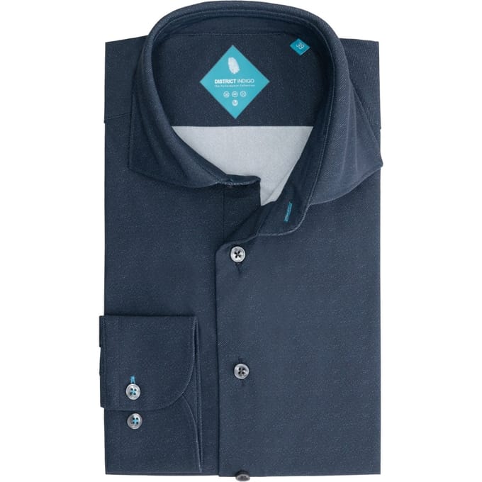 District Indigo Overhemd Performance Twill Navy Blauw   46