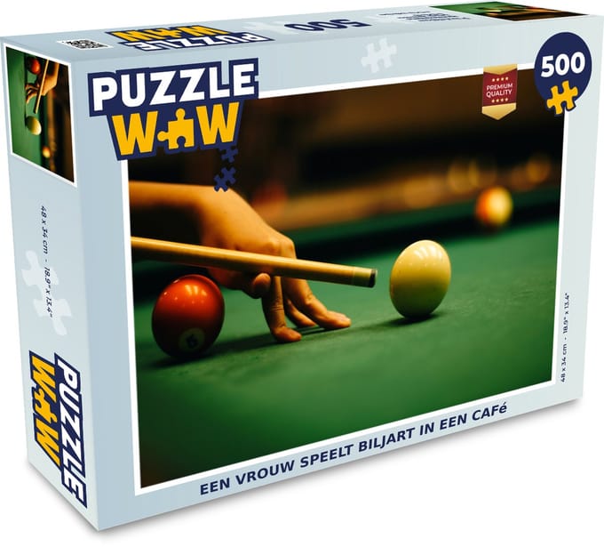 Puzzel Een vrouw speelt biljart in een café - Legpuzzel - Puzzel 500 stukjes