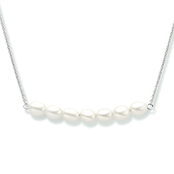 zilver gerhodineerd collier parel 42 + 3 cm 1334316