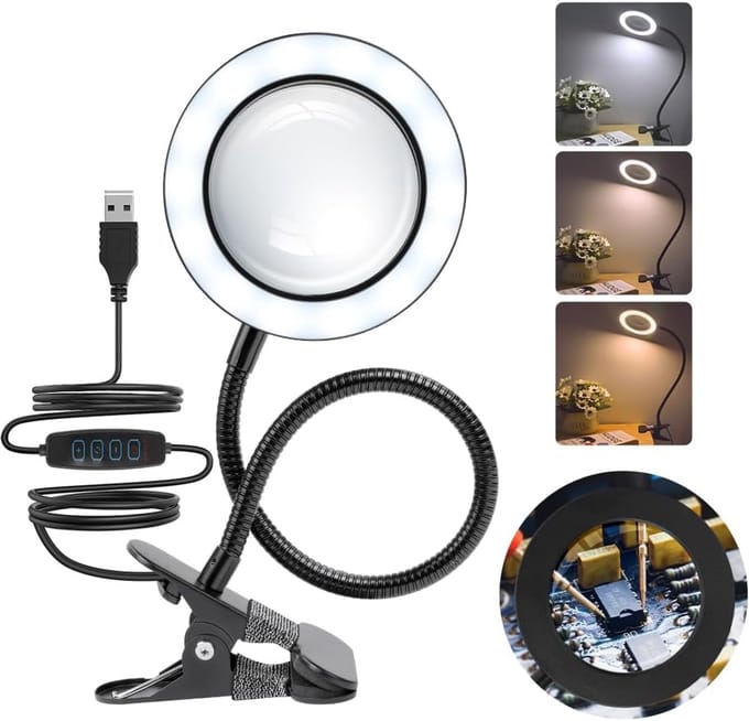Vergrootglas met Verlichting - Loeplamp - Vergrootspiegel Led - Zwart