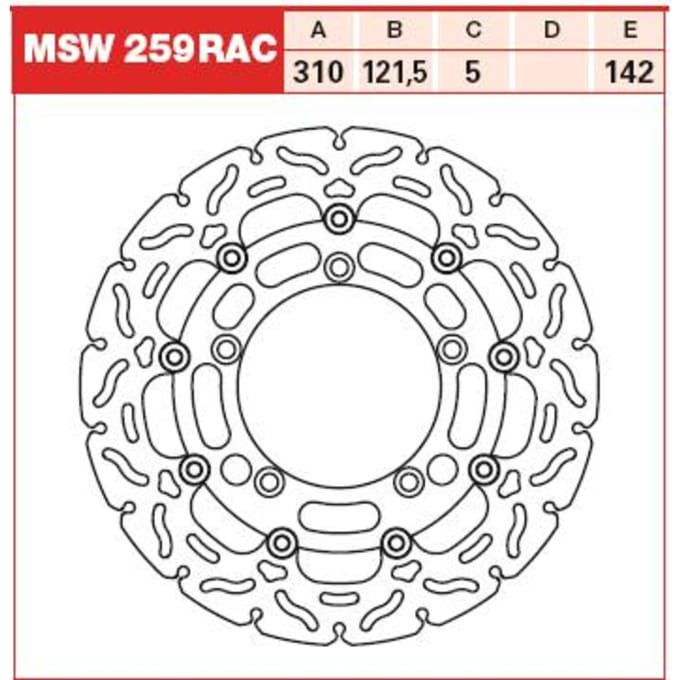 Remschijf TRW MOTO MSW259RAC
