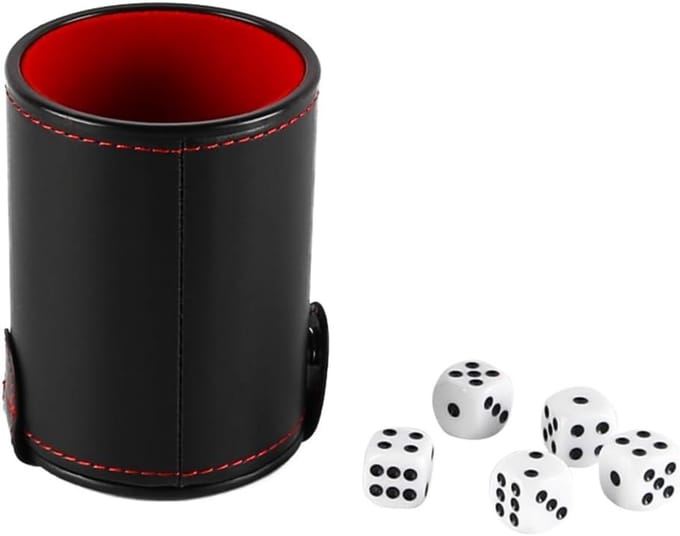 Luxe Dobbelbekerset met 5 Dobbelstenen en Stille Shaker