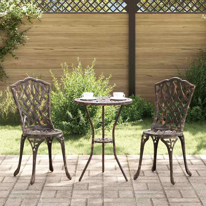 vidaXL - Tuin - Bistro - Set - 3 - st - Brons - Aluminium