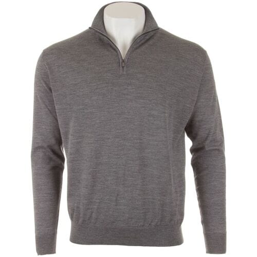Paul & Shark Trui 140S Superfine Merino Wool Half Zip Pewter / male