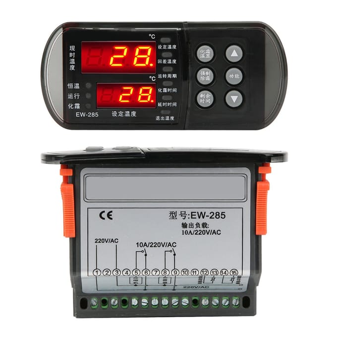 EW285 AC220V Digitale Temperatuurregelaar Koeling Ontdooien Thermostaat voor Koelopslag Vriezers black